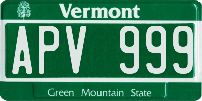 VT license plate APV999