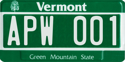 VT license plate APW001