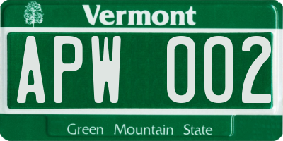 VT license plate APW002