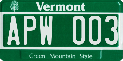 VT license plate APW003