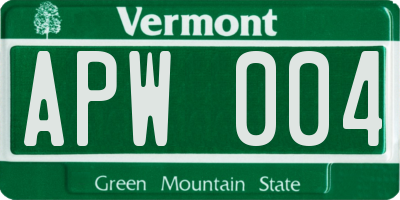 VT license plate APW004