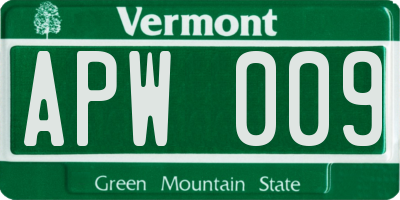 VT license plate APW009