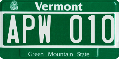 VT license plate APW010