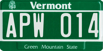 VT license plate APW014