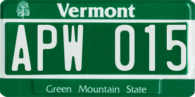 VT license plate APW015