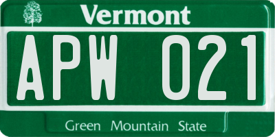 VT license plate APW021