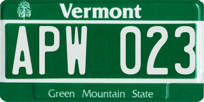 VT license plate APW023