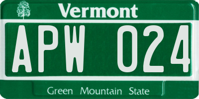 VT license plate APW024