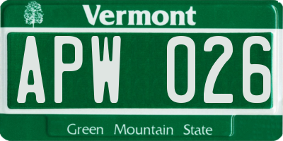 VT license plate APW026