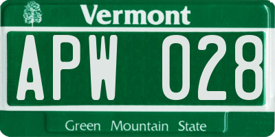 VT license plate APW028