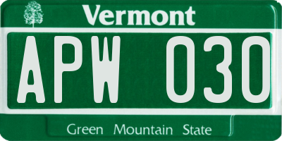 VT license plate APW030