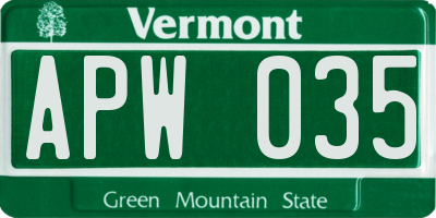 VT license plate APW035