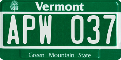 VT license plate APW037