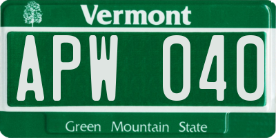 VT license plate APW040
