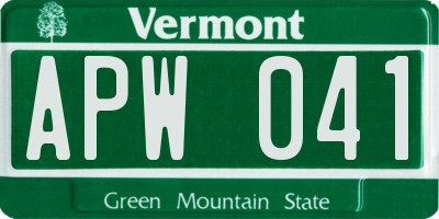 VT license plate APW041