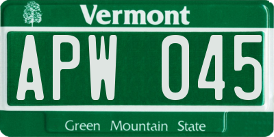 VT license plate APW045