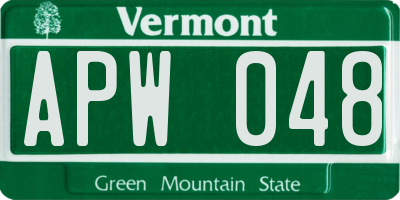 VT license plate APW048
