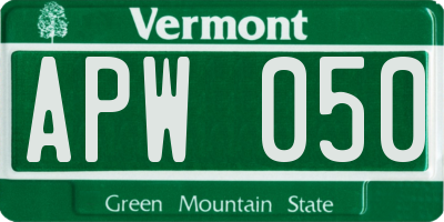 VT license plate APW050