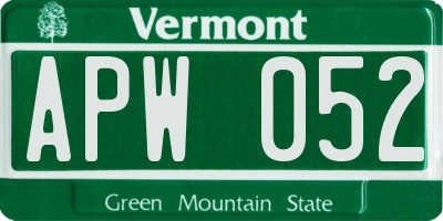 VT license plate APW052