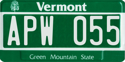 VT license plate APW055