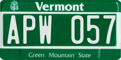 VT license plate APW057