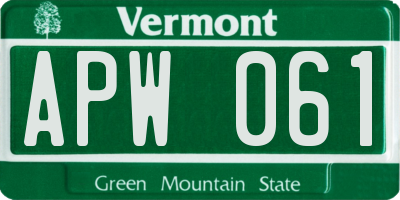 VT license plate APW061