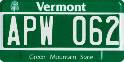 VT license plate APW062