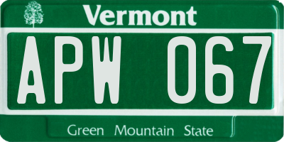 VT license plate APW067