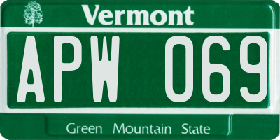 VT license plate APW069