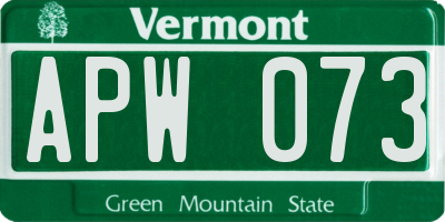 VT license plate APW073