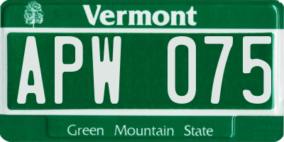 VT license plate APW075