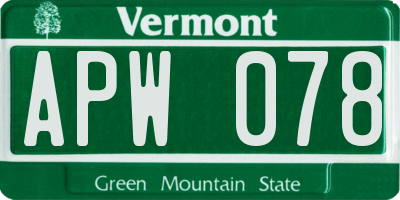 VT license plate APW078