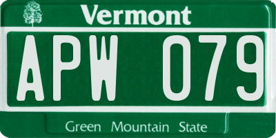 VT license plate APW079