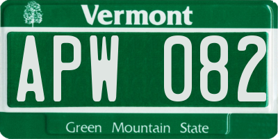VT license plate APW082