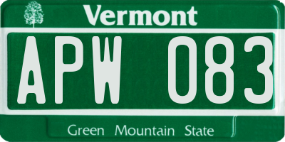 VT license plate APW083