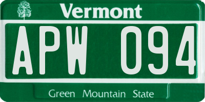 VT license plate APW094
