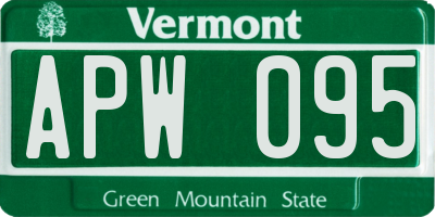 VT license plate APW095