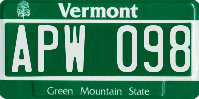 VT license plate APW098