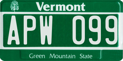 VT license plate APW099