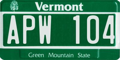 VT license plate APW104