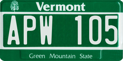VT license plate APW105