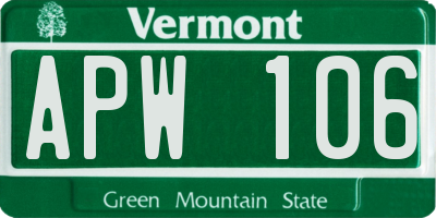 VT license plate APW106