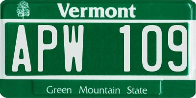 VT license plate APW109