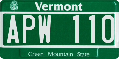VT license plate APW110