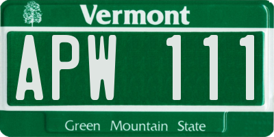 VT license plate APW111