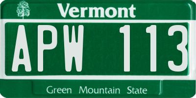 VT license plate APW113