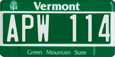 VT license plate APW114
