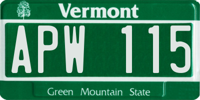 VT license plate APW115