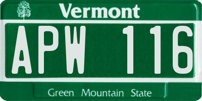 VT license plate APW116
