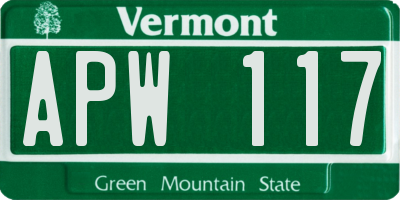 VT license plate APW117